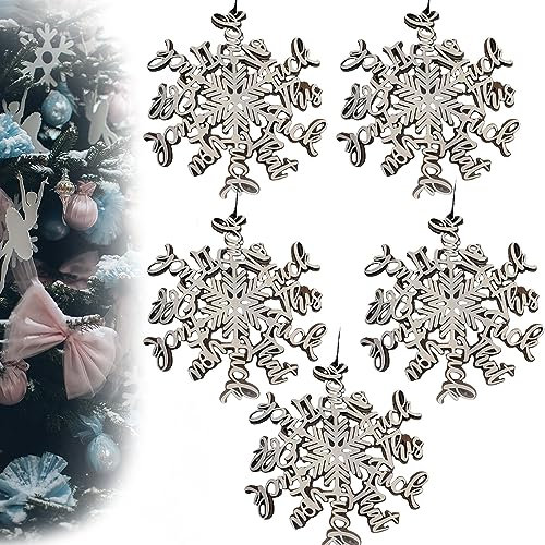 Funny Fuck Snowflake Christmas Ornament,Perfect Ornament for Annual Summary,Wooden Hanging Snowflake Christmas Pendant for Home Office Xmas Halloween Decorations (5pcs)