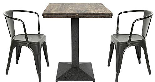 Mesa para Bar | Mesa de Madera Cuadrada | 60 * 60 * 75cm- Incluye Pie Central de Hierro Estilo Industrial o Nórdico-Mesa de Comedor Mesa de bistró-(Retro)