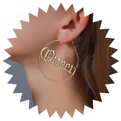 Inilbran Boho Übertrieben Kreis Ohrringe Vintage Hohlen Kreis Reif Ohrringe Gold Brief Königin Ohrringe Personalisierte Kreis Aussage Ohrringe Schmuck Für Frauen Und Mädchen