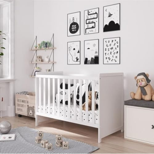 Need Sleep Babybett 120x60 Lilia Kinderbett Baby Höhenverstellbar - mitwachsendes babybett Beistellbett Baby Bett für EIN Neugeborenes weiß (ohne Schublade, 120x60)