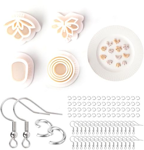 GGUFAY 4Stück Polymer Clay Cutters,Vintage Polymer Clay Ohrringe Formen Harz Tonohrringschneider,DIY-Geschenke zum ValentinstagRetro Geometrisch Blume Clay Ohrring Ausstecher