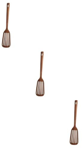 PRETYZOOM Cucharas De Cocina 3 Piezas espátula de teca espátula de madera plana ranurado pala de olla pala de cocina de madera pala de cocinero espátula de cocinero espátula de cocina