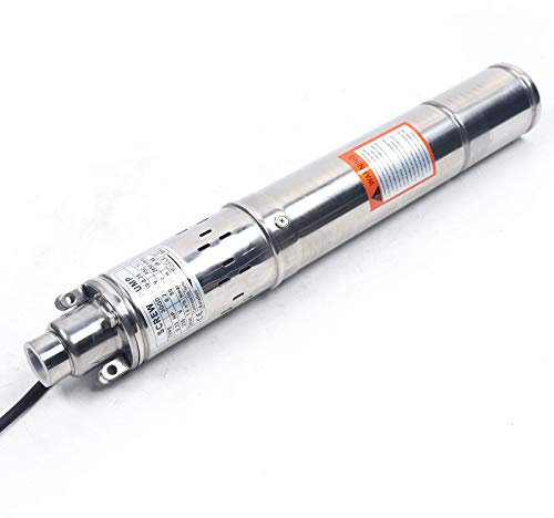OUKANING Tiefbrunnenpumpe 1600 L/h - 3 Zoll Brunnenpumpe 80 m Max. Eintauchtiefe Edelstahl Tauchbrunnenpumpe mit 20 m Verbindungskabel Sandverträglich Tauchdruckpumpe für Pumpe, Edelstahlpumpe