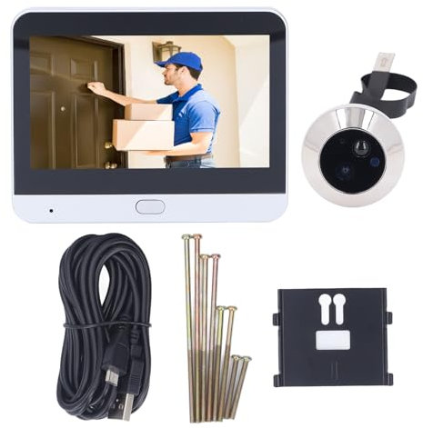 Fockety Spioncino Digitale per Porte, Spioncino Intelligente WiFi HD 1080P con Schermo LCD da 4,3 Pollici, Visione Notturna, Rilevamento del Movimento e Grandangolo di 160°