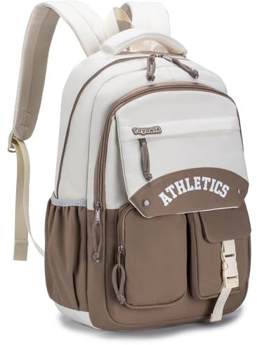 BAGZY Schulrucksack Mädchen Wasserdicht, Größe Teenager Schultasche mit Mehrere Taschen, Teenager Rucksack Schule School Bag for Girls (Braun)