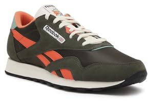 Reebok Men's Classic Nylon Sneaker, Hunter Green Pump Orange Vintage Chalk, 6.5 UK