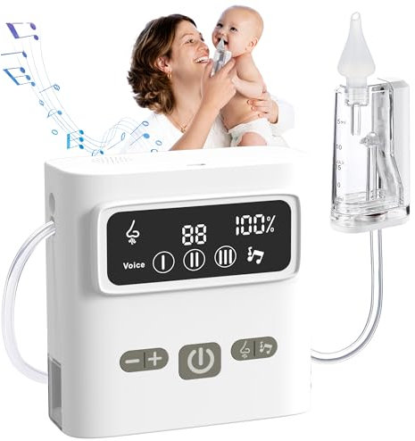 Hommie Nasensauger Baby, Elektrischer Nasensauger für Babys Wiederaufladbar mit 9 Saugstufen & Beruhigungsfunktion mit Licht/Weißem Rauschen/Silikon Tipps, Abnehmbar&Leicht zu Reinigen&Verstauen