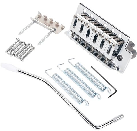 Banworks Sistema di ponte tremolo a 6 corde spazio per le corde da 52,5 mm con braccio tremolo Modern Saddles e blocco in zinco per chitarre elettriche stile Strat ST Squier JT/CYXT-01 cromato