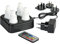 ReWu Duni LED-SET - 4 Stück - Warmweiß & Multicolour Mehrfarbig Wiederaufladbar Inklusive Ladestation & Fernbedienung LED-Beleuchtung Tischleuchten LED-Kerzen Alternative Teelichter