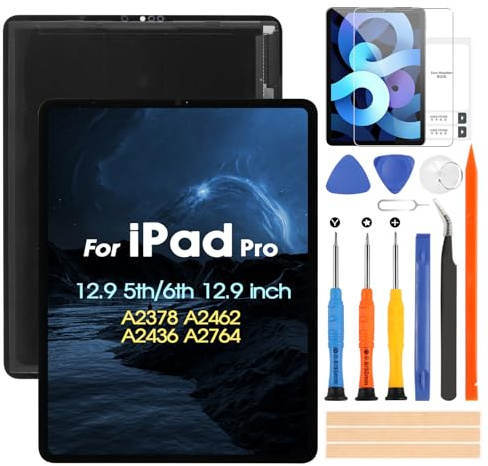 ARSSLY Display per iPad Pro 12.9 5th / 6th LCD Schermo per iPad Pro 12.9 5a / 6a Gen A2378 A2462 A2436 A2764 Sostituzione dello Schermo Touch Screen Assembly con Riparazione Kit(Nero)