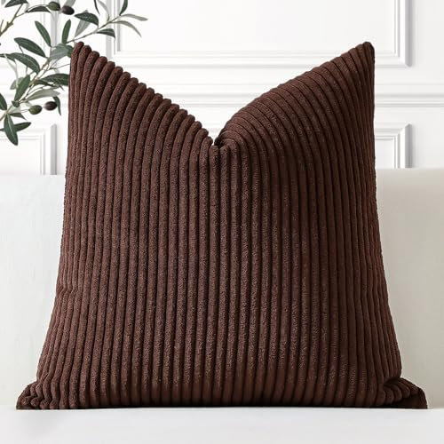 Artscope Ein Kissenbezug Kordsamt Zierkissenbezug Dekokissen Sofakissen 60x60 cm Cord Kissenhülle Couchkissen Dekorative Weiche Kissen für Sofa Wohnzimmer Zuhause Schlafzimmer Braun