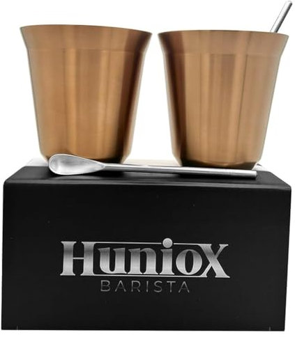 Huniox® 2 x 250 ML Tazze Cappuccino - Tazze Caffe -Tazza Termica Caffe - Tazze da Cappuccino- Tazza da The - Set Tazzine Caffe - Tazzine Caffe Coppia - Tazza da Cappuccino (PINK GOLD, 250 ML)