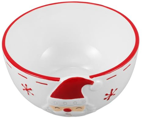 ABOOFAN Cuenco De Cerámica Navideño Papá Noel Ideal Para Ensaladas Sopas y Postres Decorativo Para La Mesa