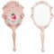 Flower Knows Rokoko-Handspiegel, Vintage-Stil, tragbarer Handspiegel, ausgefallener und hübscher Prinzessinnen-Spiegel mit langem Griff, Geschenk für Mädchen (zartes Rosa)