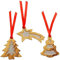 3er Set Handmade Gold Olivenholz Christbaumschmuck aus Bethlehem - Elegante Feiertagsdekorationen aus dem Heiligen Land zur festlichen Baumverzierung