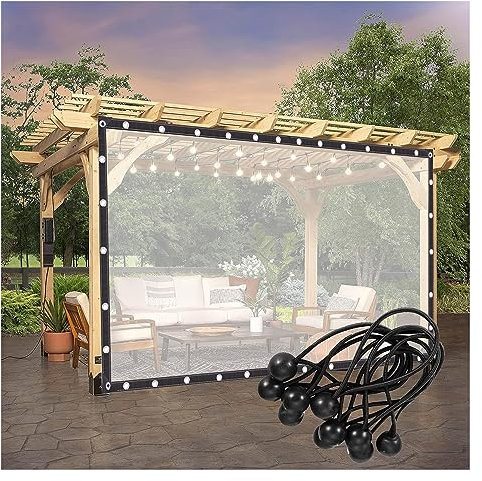 Rideau d'extérieur transparent imperméable pour pergola, tonnelle, bâche de 5 x 3 m, panneaux latéraux pour séparation de terrasse, bâches transparentes de 0,14 mm