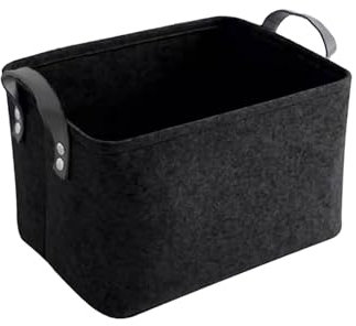 RNXSIB Schwarzer Filz Aufbewahrungskorb für Kleidung, Handtücher, Accessoires - Aufbewahrungsbox 37 x 27 x 23 cm
