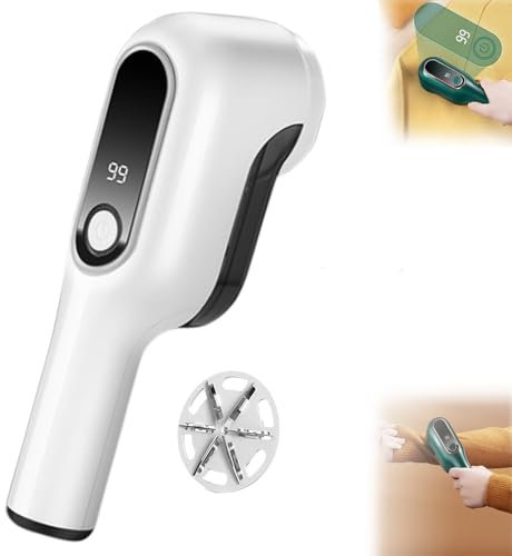 Quitapelusas Scrubbreeze, quitapelusas para suéteres, quitapelusas para Ropa, quitapelusas Recargable para Telas, afeitadora de Pelusas con Pantalla Digital Inteligente (White)