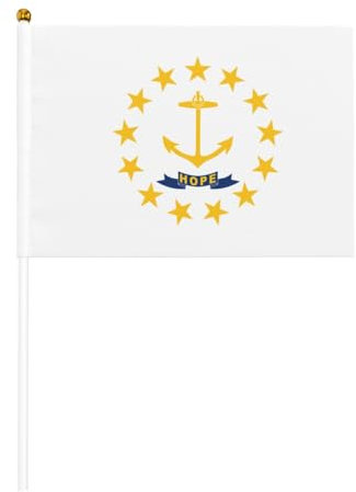 BBEXJIGY Bedruckte Rhode Island Staatsflagge – Feiertagsparty-Dekorationen – Handwellen-doppelseitige Flagge