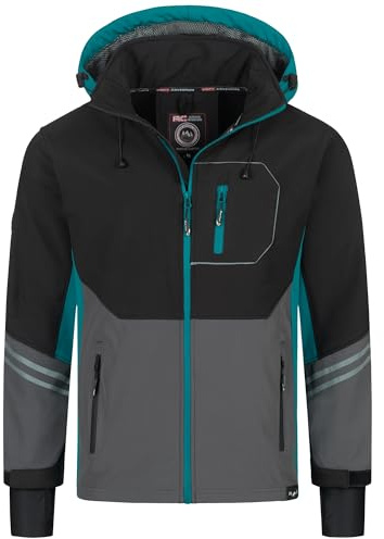 Rock Creek Herren Softshell Jacke Outdoor Jacke Windbreaker Übergangsjacke Anorak Kapuze Regenjacke Winterjacke Herrenjacke Jacket H-344 Dunkeltürkis 2XL