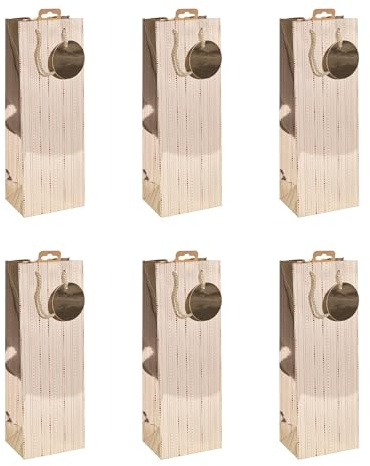 Clairefontaine 202119-4Cpack - Packung mit 6 Geschenktaschen Excellia funkelnd, für Flaschen 12,7x9x35,5cm, 210g, Gold Rot, 1 Pack