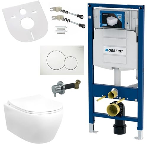 Geberit Hänge Wand Dusch WC Spülrandlos Toilette Taharet/Bidet Ventil Vorwandelement Set