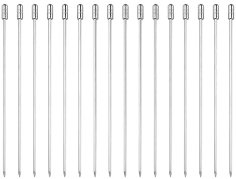 16 Pcs Cocktail Picks, Stainless Steel Cocktail Sticks, Reusable Metal Cocktail Picks, Appetizer Skewers, Olive & Fruit Sticks for Cocktails Wedding Party BBQ Cheese Hors D'oeuvres and Snacks (Silver)