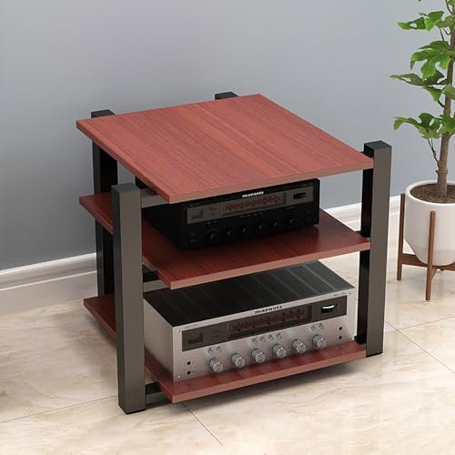 AV ShelfMedia Ständer, bodenstehend, Audio-Regal, mobiler Medien-Speicherständer, Spielständer, HiFi-Regal, Audio-Komponentenschrank, einfach zu montieren, für Wohnzimmer, Gaming, Aufnahmeraum,