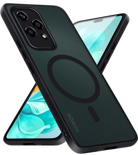 Xiltlly Coque Magnétique pour Honor 200 Lite Compatible avec MagSafe, Étui Mat Translucide Silicone Anti Empreintes Digitales PC Dur Housse Arrière Anti-Rayures Case pour Honor 200 Lite 6.7, Noir