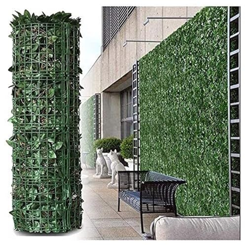 YCOLX Haie Artificielle, Clôture de Haie Artificielle Paravent en Lierre À Feuilles Vertes Mur Végétal(1.5x5m)