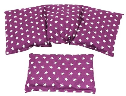 STERNE Kirschkernkissen 2 er Set 3 Kammer + kleines 36 x 18 cm Kirschkernkissen Körnerkissen Wärmekissen XXL Dinkel Weizen Kältekissen Mikrowelle + Backofen (Lila Sterne, Kirschkerne)