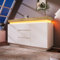 KOMHTOM Commode avec 2 Portes et 3 tiroirs, Meubles de Rangement Armoire avec éclairage LED, pour Chambre à Coucher et Salon, Blanc (81 x 140 x 39 cm)