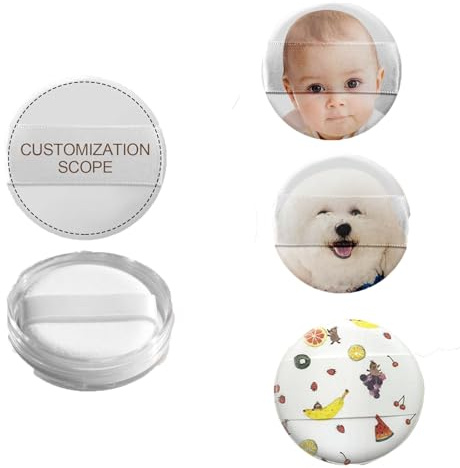 Custom Photo 3D Printed Powder Puff with Adjustable Strap Personalised Makeup Sponge for Wet/Dry Foundation, Hypoallergenic & Washable