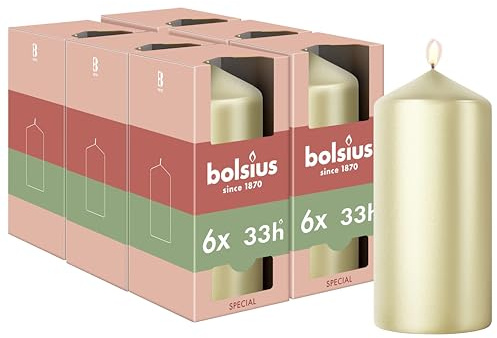 Bolsius - Special Essentials - Glatte Stumpenkerzen - 4 stk; - Silver Metallic - 12cm - Dekorative Kerzen - Enthält natürliches Pflanzenwachs - Ohne Palmöl