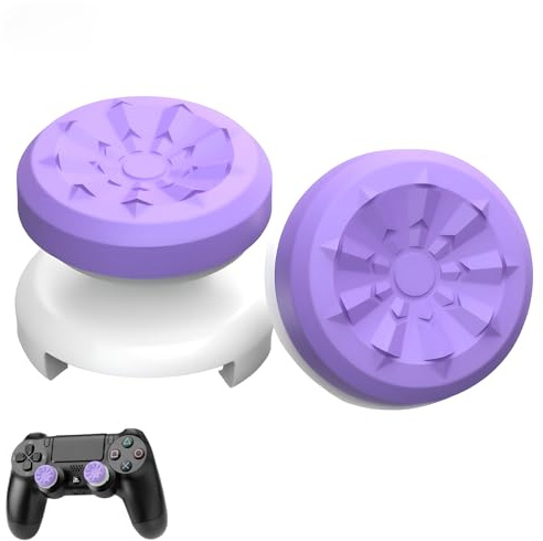 2 tappi viola per pollice, in silicone, antiscivolo, per Playstation 4, PS4, Playstation 5, PS5, riducono l'affaticamento del pollice, del polso e della mano, migliorano la precisione dei giochi di
