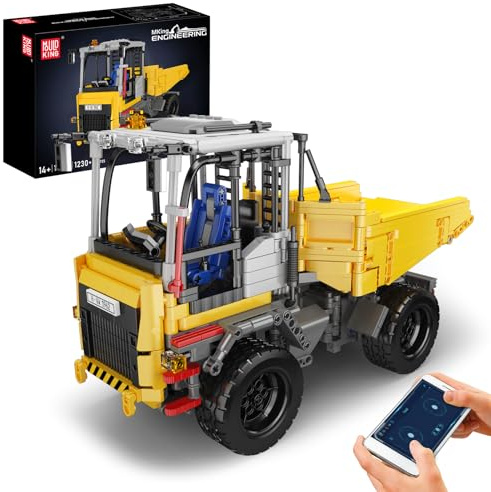 Mould King 17092 Technik Knickgelenkter Muldenkipper Modell, 1230 Teile APP Fernbedienung elektrisch Projekt Wagen Technologie Kipper Klemmbausteine Bausatz Spielzeug
