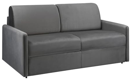 Vente-unique - Schlafsofa 3 Calife - Samt - anthrazitgrau