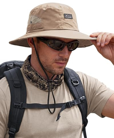 Hat Hut Fischerhut, UPF 50+, Sonnenhut mit Breiter Krempe für Herren Damen, UV Sonnenschutz, Atmungsaktive, Wandern Outdoor Angeln