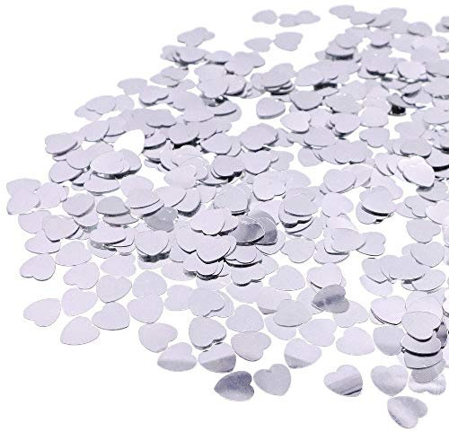 JZK 5000 x 1cm silber Herz glitzer plastik Konfetti Tisch Confetti, Handwerk Geschenk Dekorative Zubehör, für Hochzeit Geburtstag Valentinstag Party Taufe Baby Party (silber Herz)