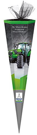 Schultüte mit silbergefärbter Gravur / Zuckertüte / 85cm / eckig / Deutz Traktor