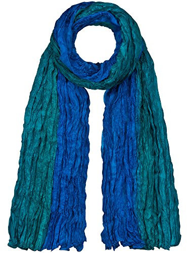 Japanwelt Seidentuch elegantes Damen Halstuch Crash-Schal 100% Seide silkroad 90 x 180 cm Streifen Blau Marineblau