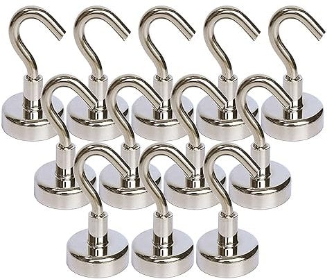Magnetpro 12 Stück Magnethaken 9 KG Kraft, 16 mm Magnete Magnetischer für Türen, Schränke, Decken, Armaturen, Industrielle Armaturen