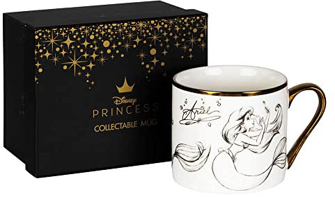 Disney Keramik-Sammlertasse „Arielle“ klassisch, mit goldenem Rand und Henkel, in Schachtel
