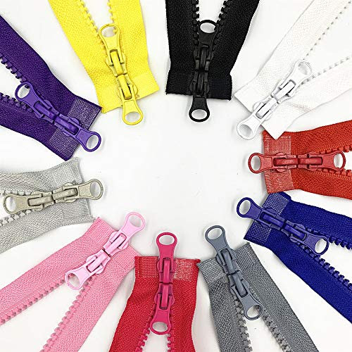10 cerniere per giacca, per separare in due parti, in resina plastica modellata, da 80 cm, in 10 colori, 90 cm