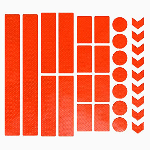 EAZY CASE 30 x Leuchtaufkleber, Reflektierende Aufkleber, Reflektor Band, Sicherheit im Dunkeln, wasserfest, selbstklebend für Fahrrad, Kinderwagen, Schulranzen, Rucksack, Kleidung, Neon Orange