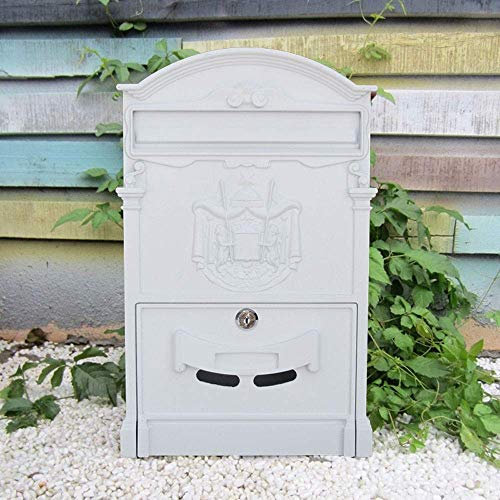 XBSLJ Retro-Vintage Wand Briefkasten, Schwarz, abschließbar, Wandmontage, 410mm (H) x 260mm (B) x 90mm (T), Aluminium