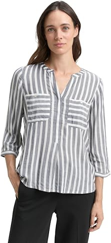 TOM TAILOR Damen 1016190 Bluse mit Streifen & Brusttaschen