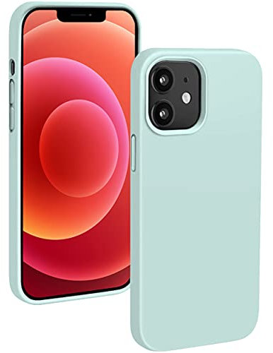 iPhone 12 Case by SWC - Multi-layered Liquid Silicone Cover for Flexible Shockproof Protection - Compatible with iPhone 12 and iPhone 12 Pro (6.1 inches) - Teal (Sky Blue)