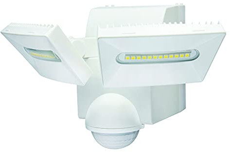 White IQ Twinspot PIR Battery Operated Security Light - Outdoor Security Wall Light - Exterior Battery Operated PIR Motion Sensor - 800 Lumen LED Twinspot (Single), LB1880-WH