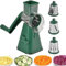 Rotary Cheese Grater Handheld Vegetable Slicer with 3 Stainless Steel Drum Blades, Carrot Grater for Kitchen, Slicer Shredder for Cheese, Cucumber, Nuts, Strong Suction Base, Easy to Use - Green